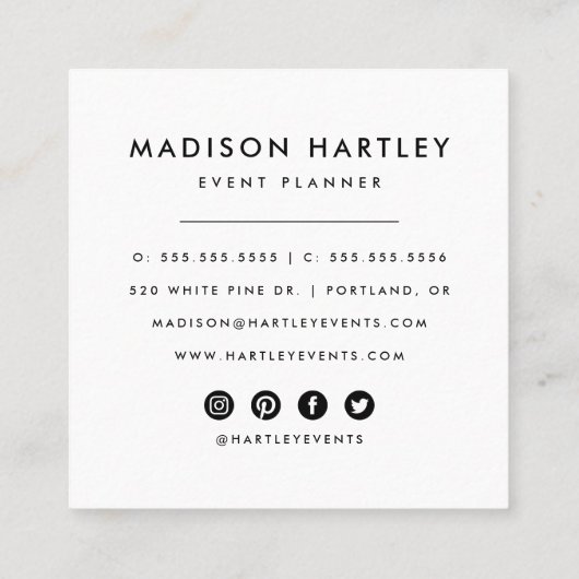 Moderne rode en magenta roze Waterverf Vierkante Visitekaartje (Achterkant)