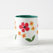 Moderne rode en Oranje bloemen op wit Mok (Midden)