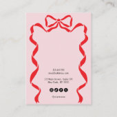 Moderne rode en roze boog lint oorbel display visitekaartje (Achterkant)