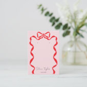 Moderne rode en roze boog lint oorbel display visitekaartje (Staand voorkant)