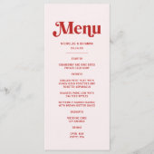 Moderne rode en roze bruiloft thema menu (Voorkant)