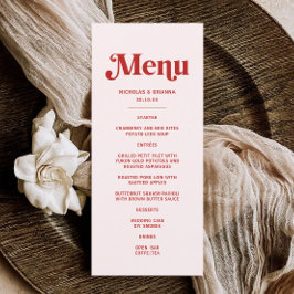 Moderne rode en roze bruiloft thema menu