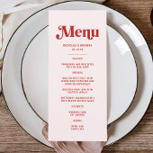 Moderne rode en roze bruiloft thema menu