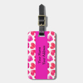 Moderne Rode en Roze Doodle Harten Valentijn Bagagelabel (Voorkant verticaal)