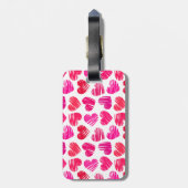 Moderne Rode en Roze Doodle Harten Valentijn Bagagelabel (Achterkant verticaal)