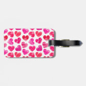 Moderne Rode en Roze Doodle Harten Valentijn Bagagelabel (Achterkant horizontaal)