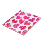 Moderne Rode en Roze Doodle Harten Valentijn Tegeltje (Zijkant)