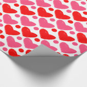 Moderne rode en roze harten Patroonverlooppapier Cadeaupapier (Hoek)