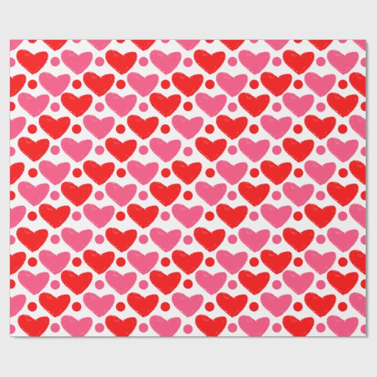 Moderne rode en roze harten Patroonverlooppapier Cadeaupapier (Vlak)