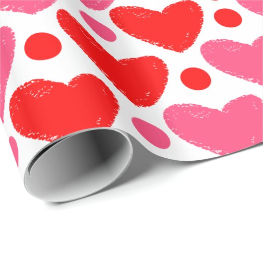 Moderne rode en roze harten Patroonverlooppapier Cadeaupapier (Rol Hoek)