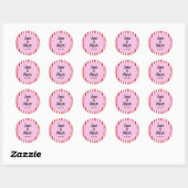 Moderne rode en roze trouwstickers met vette strep ronde sticker (Vel)