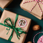 Moderne rode en turquoise botpatroon hondenfamilie ronde sticker