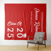 Moderne Rode en Witte Afstudeerfoto Achtergrond Wandkleed (In Situ (horizontaal))