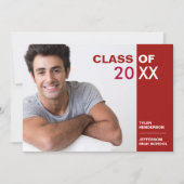 Moderne Rode en Witte Afstuderen Foto Party nodigt Kaart (Voorkant)