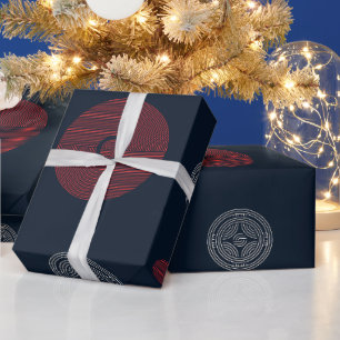 Moderne Rode en Witte Art Deco Cirkels Cadeaupapier