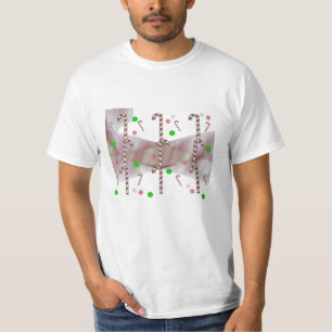 Moderne Rode en Witte Candy Cane T-Shirt