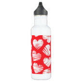 Moderne Rode en Witte Doodle Hart Valentijnsdag Waterfles (Rechts)