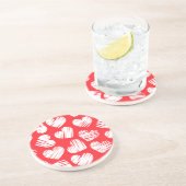 Moderne Rode en Witte Doodle Hart Valentijnsdag Zandsteen Onderzetter (Zijkant)