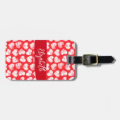 Moderne Rode en Witte Gevlekte Hart Valentijnsnaam Bagagelabel (Voorkant horizontaal)