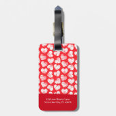 Moderne Rode en Witte Gevlekte Hart Valentijnsnaam Bagagelabel (Achterkant verticaal)