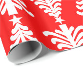 Moderne rode en witte kerstbomen cadeaupapier (Rol Hoek)