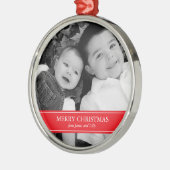 Moderne Rode en Witte Kerstmis Metalen Ornament (Links)