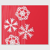 Moderne rode en witte Kerstmis witte sneeuwvlokken Cadeaupapier (Vlak)