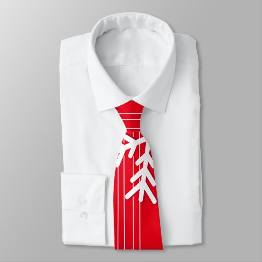 Moderne rode en witte Kerstmis witte sneeuwvlokken Stropdas (Gebonden)