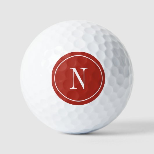 Moderne rode en witte monogram initiaal golfballen (Voorkant)