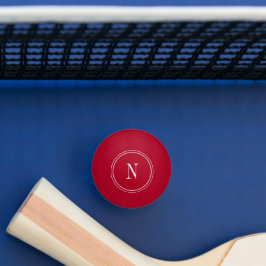 Moderne rode en witte monogram initiaal pingpongbal
