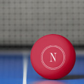 Moderne rode en witte monogram initiaal pingpongbal (Net)