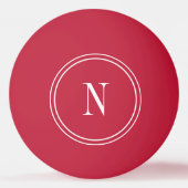 Moderne rode en witte monogram initiaal pingpongbal (Achterkant)