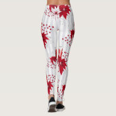 Moderne rode en witte Poinsettia-ventilator Leggings (Achterkant)