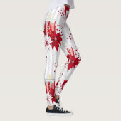 Moderne rode en witte Poinsettia-ventilator Leggings (Rechts)