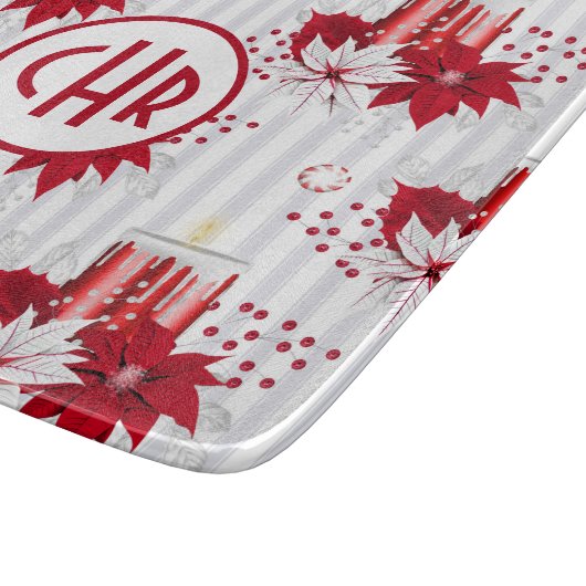 Moderne rode en witte Poinsettia-ventilator Snijplank (Hoek)