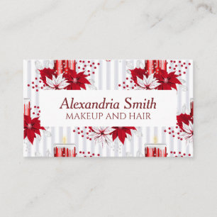 Moderne rode en witte Poinsettia-ventilator Visitekaartje