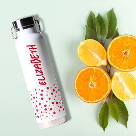 Moderne rode en witte polka stippen waterfles