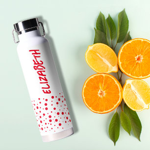 Moderne rode en witte polka stippen waterfles