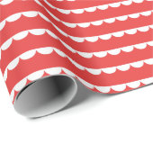 Moderne Rode en Witte Scallop Kerstmis  Cadeaupapier (Rol Hoek)