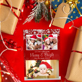 Moderne rode en witte sneeuwvlok Aangepaste drie f Feestdagenkaart