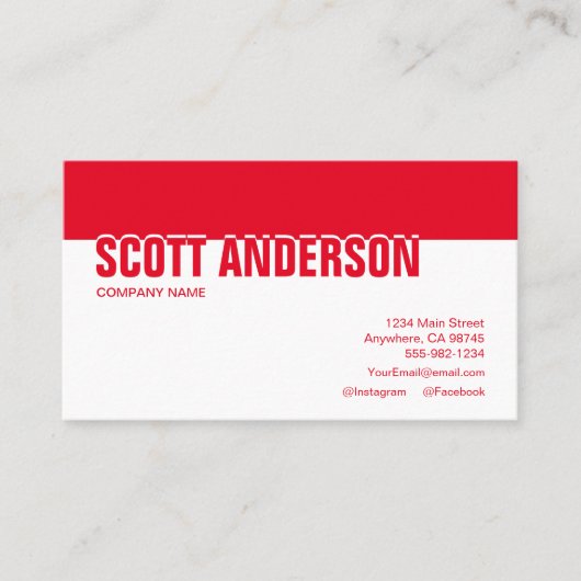 Moderne rode en witte sociale media visitekaartje (Voorkant)
