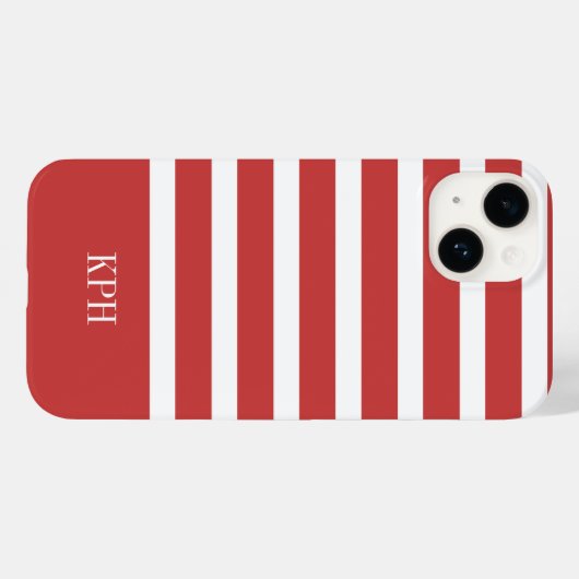Moderne rode en witte streep met Monogram Case-Mate iPhone Case (Achterkant (horizontaal))