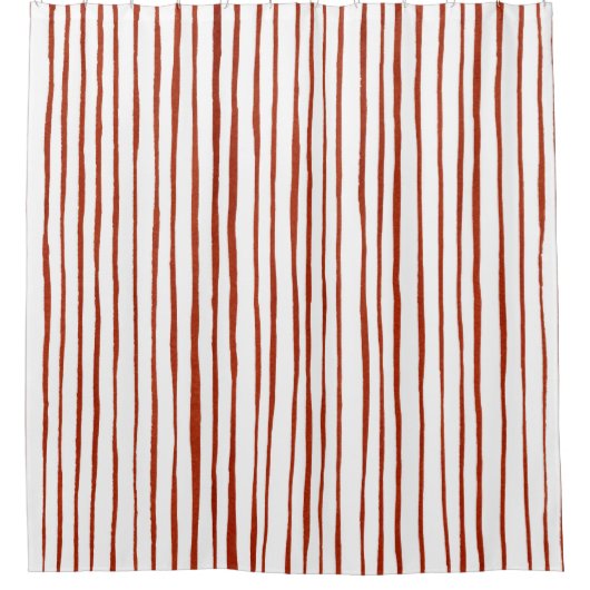 Moderne rode en witte strepen douchegordijn (Voorkant)