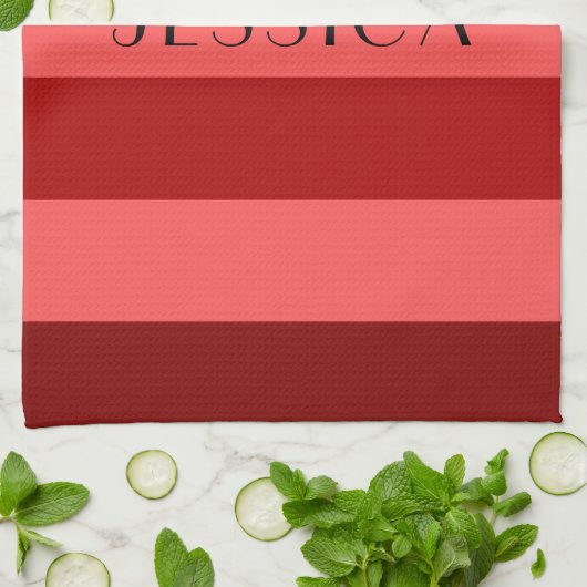 Moderne rode en witte strepen Patroonnaam Theedoek (Gevouwen)
