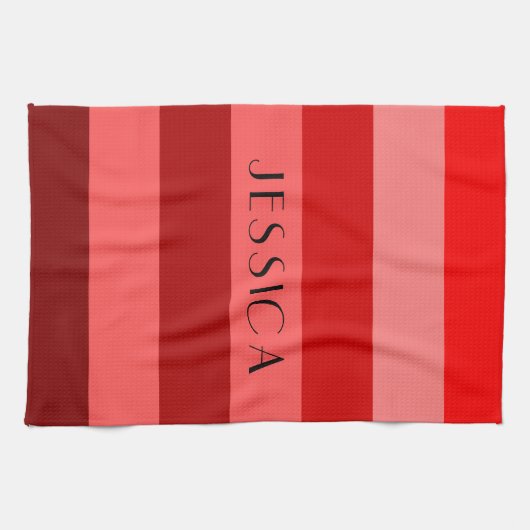 Moderne rode en witte strepen Patroonnaam Theedoek (Horizontaal)