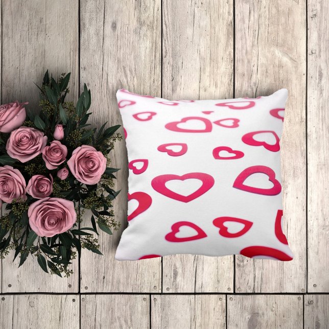 Moderne rode en witte Valentijn harten Kussen (Creator heeft geüpload)