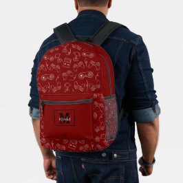 Moderne rode en witte videogame gamer bedrukte rugzak