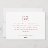 Moderne rode en witte zakelijke kerstfotokaart feestdagenkaart (Achterkant)