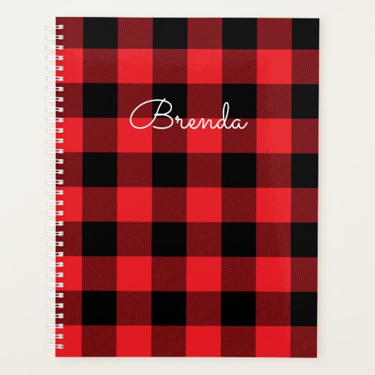 Moderne rode en zwarte Buffalo Check Planner (Voorkant)