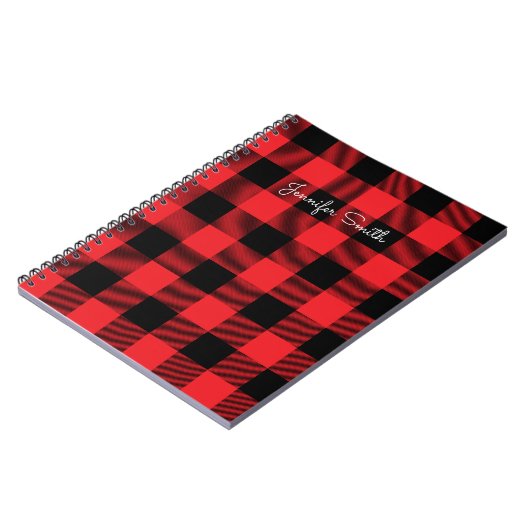 Moderne rode en zwarte buffelplaat notitieboek (Linkerzijde)